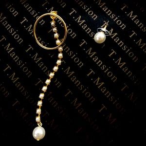 Joomi lim 24k gold plated faux pearl asymmetrical earrings